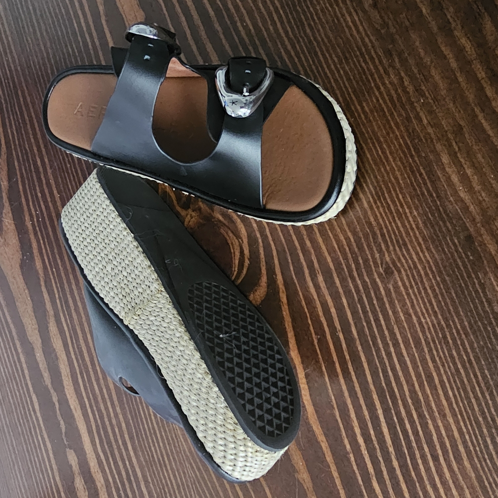 Aerosoles Black Sandals with Silver Buckles - Picture 4 of 5